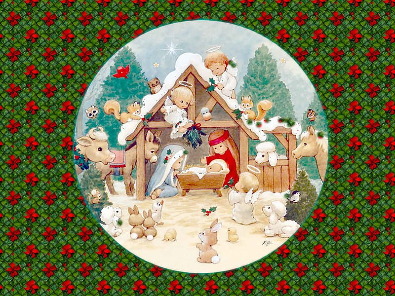 Christmas scene, nativity, christianity, christmas, jesus christ, stable, religion, HD wallpaper