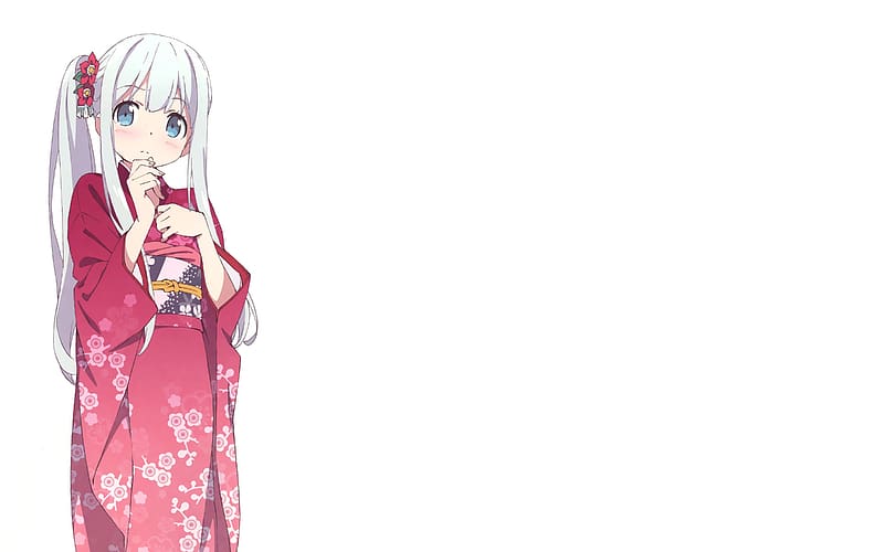 Anime Kimono Blue Eyes Blush Long Hair White Hair Eromanga Sensei Sagiri Izumi Hd 9043