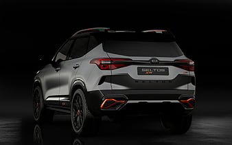 Kia Seltos X-Line, 2020, rear view, exterior, new gray Seltos, tuning Seltos, Korean cars, Kia, HD wallpaper