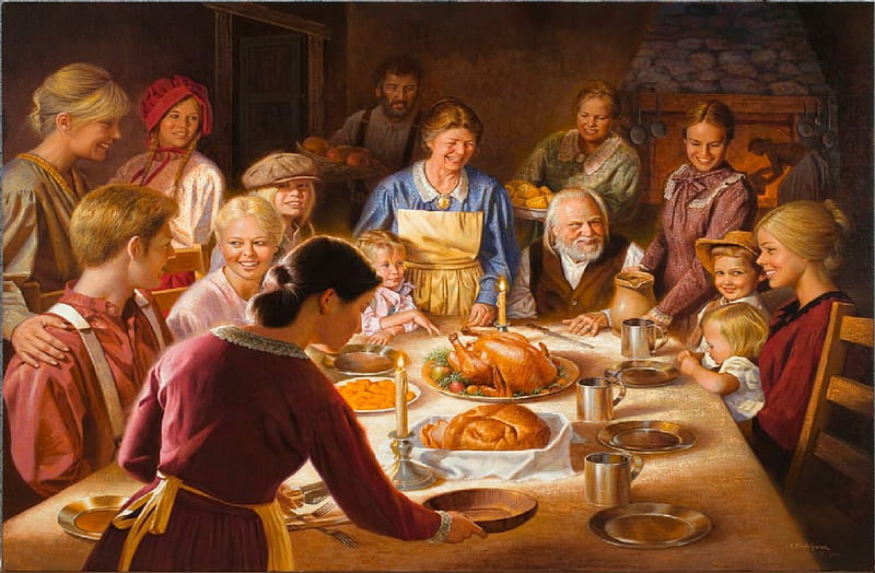 That Bring the Whole Family Together, dinner, family, Thanksgiving, holiday, HD wallpaper