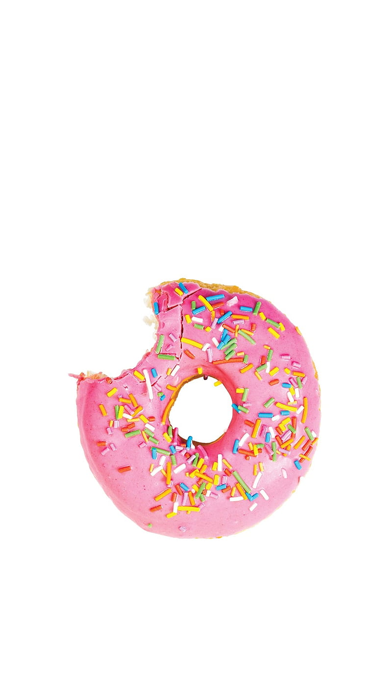 Donut, pink icing, sprinkles, HD phone wallpaper