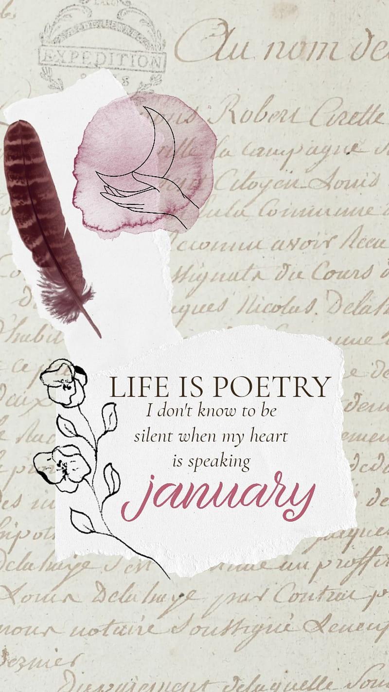 January scrapbook , poetry, scrapbook style, winter, HD phone wallpaper