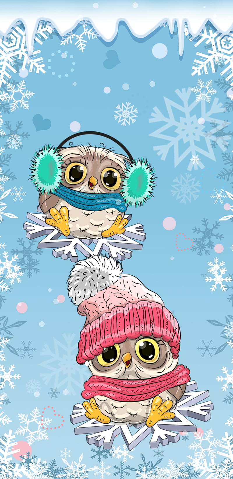 Xmas Owls , christmas, merry christmas, holiday, cute, snow, cartoon, HD phone wallpaper