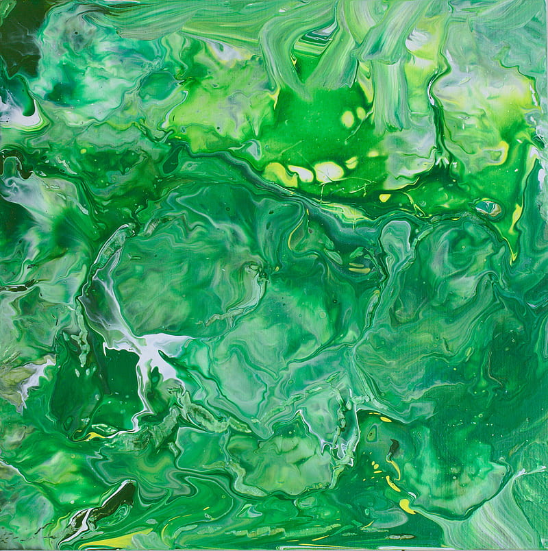 paint, liquid, stains, fluid art, green, HD phone wallpaper