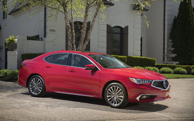 Acura TLX parking, 2017 cars, USA, red TLX, Acura, HD wallpaper