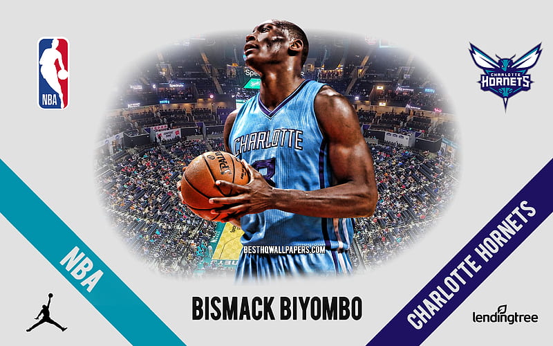Bismack Biyombo, Charlotte Hornets, American Basketball Player, NBA, portrait, USA, basketball, Spectrum Center, Charlotte Hornets logo, HD wallpaper