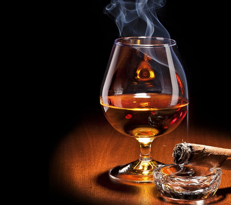 brandy, alchol, cigar, cool, drink, new, scotch, smoke, HD wallpaper