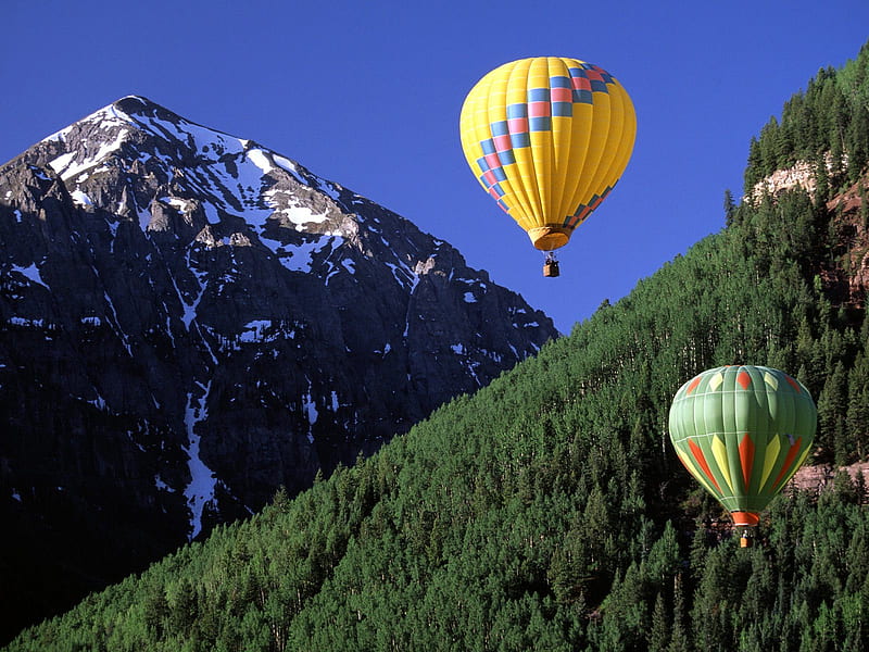 Ballooning Telluride Colorado, mountain, cool, green, baloon, fresh, nature, HD wallpaper