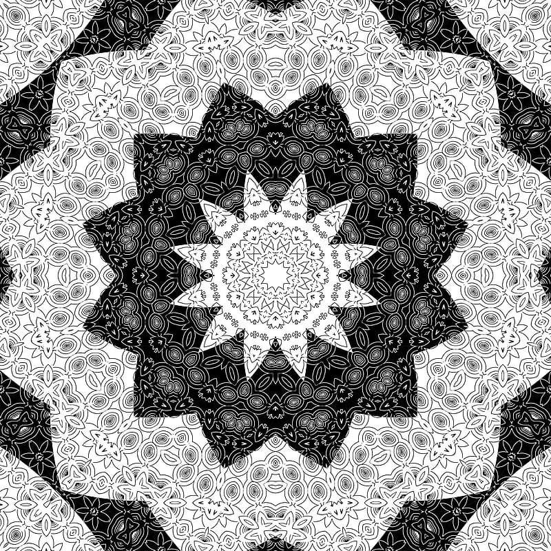 fractal, pattern, shapes, abstraction, black and white, HD phone wallpaper