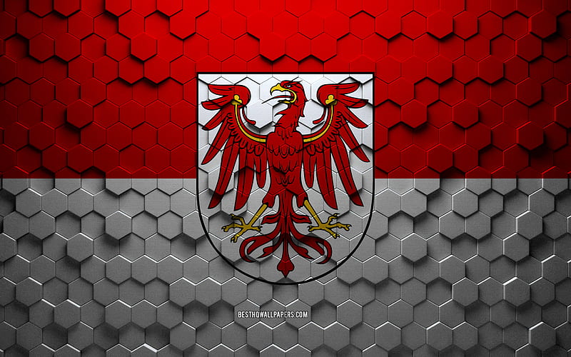 Flag of Brandenburg, honeycomb art, Brandenburg hexagons flag, Brandenburg, 3d hexagons art, Brandenburg flag, HD wallpaper