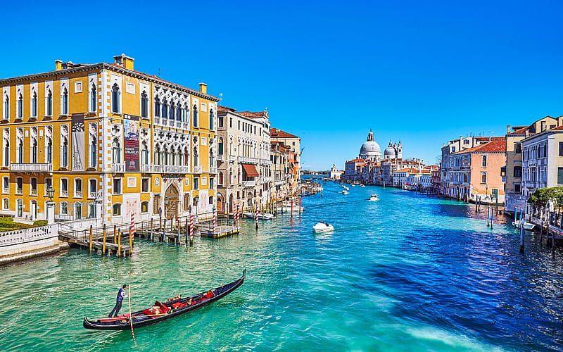Grand Canal Venice, summer, tourism, boats, Italy, HD wallpaper