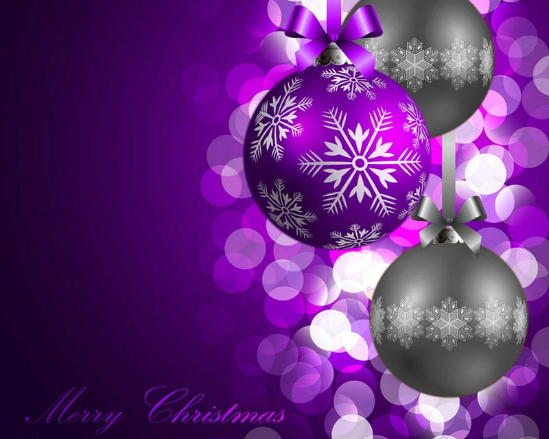 Christmas decor, Christmas, ball, bokeh, purple, decor, HD wallpaper ...