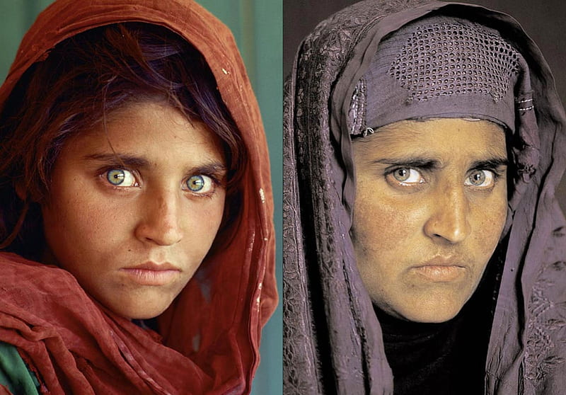 Afghan Girl, girl20befor, after, afghan, right, left, HD wallpaper