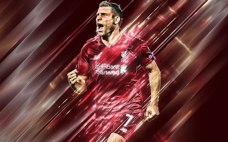 James Milner creative art, blades style, Liverpool FC, English footballer, Premier League, England, red creative background, football, HD wallpaper