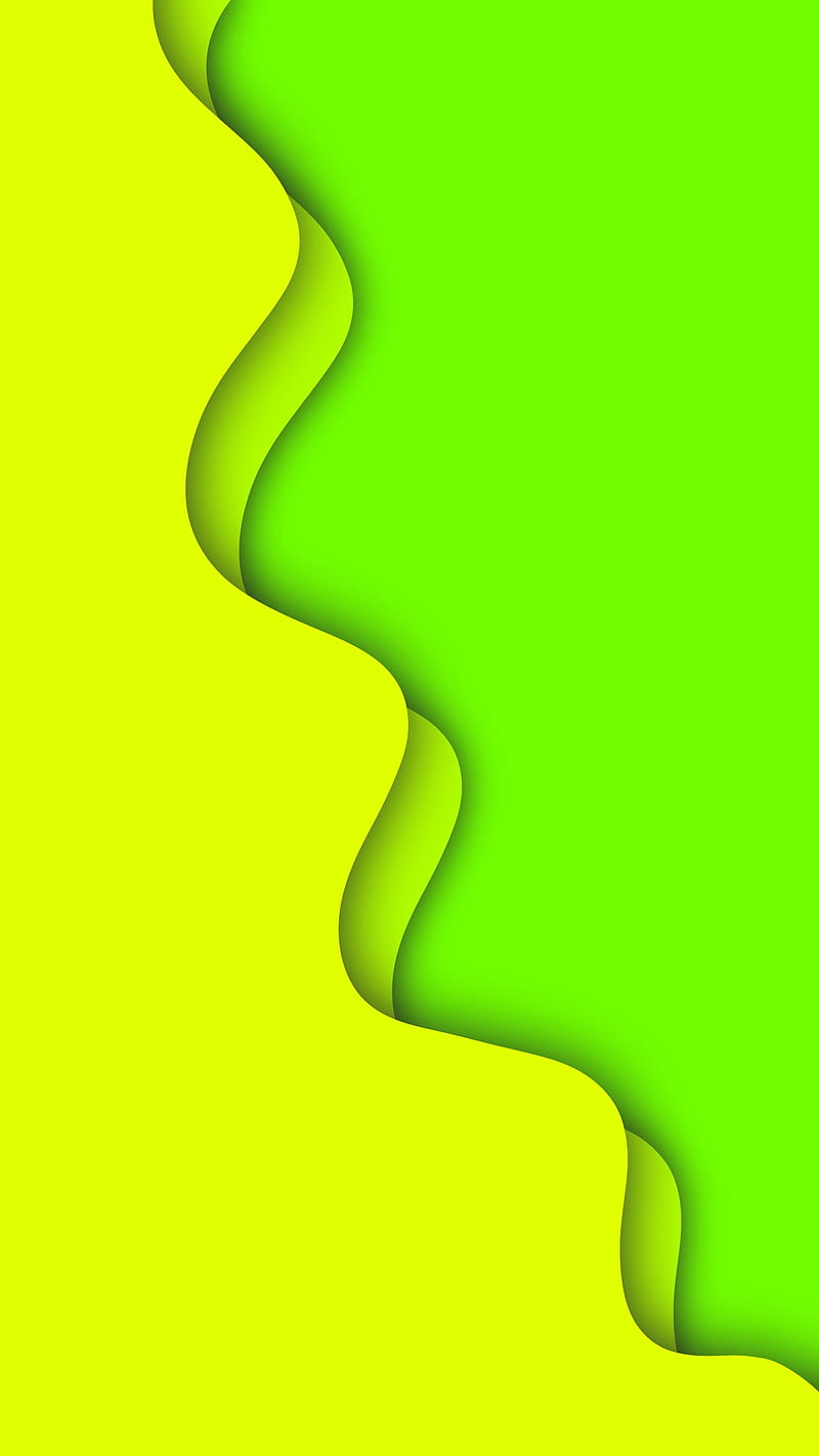 Green Layer Waves, FMYury, abstract, color, colorful, colors, depth, geometric, geometry, layers, round, rounded, shadow, shadows, smooth, wave, yellow, HD phone wallpaper