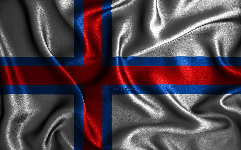 Faroese flag silk wavy flags, European countries, national symbols, Flag of Faroe Islands, fabric flags, Faroe Islands flag, 3D art, Faroe Islands, Europe, Faroe Islands 3D flag, HD wallpaper