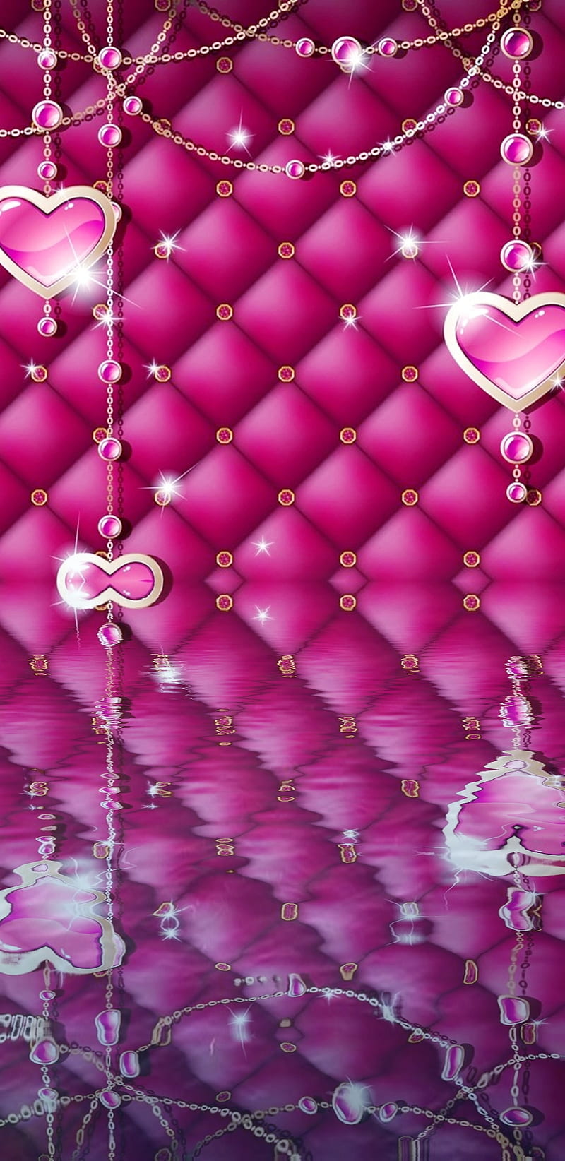 Water Effect, girly, corazones, love, pink, pretty, sparkle, HD phone wallpaper
