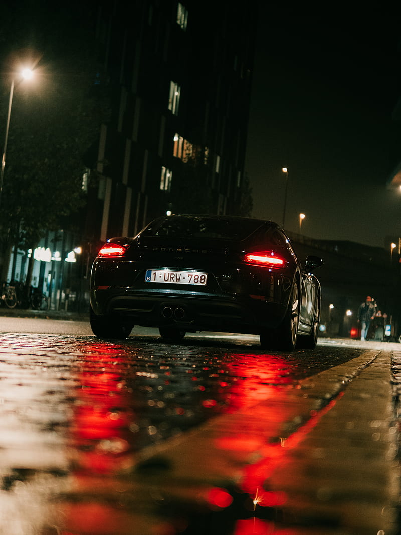 black car on road during night time, HD phone wallpaper