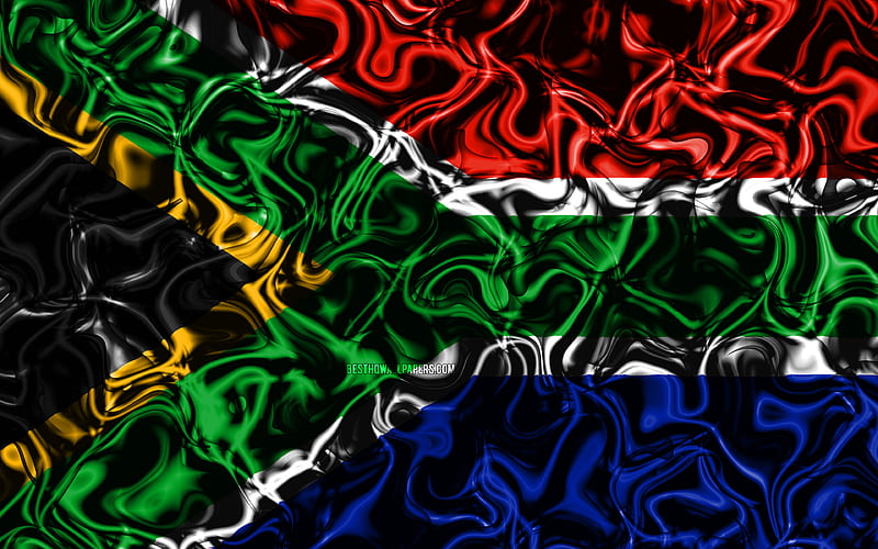 Flag of South Africa, abstract smoke, Africa, national symbols, South African flag, 3D art, South Africa 3D flag, creative, African countries, South Africa, HD wallpaper