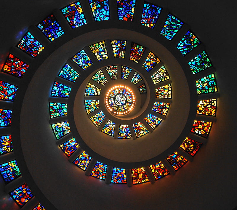 Stained Glass Spiral, colorful, stained glass, HD wallpaper