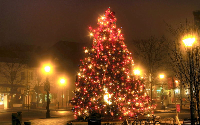 Thưởng thức không khí lễ hội rực rỡ và ánh sáng đêm đông sôi động với hình nền thị trấn Giáng sinh ánh sáng đêm đông. Hình ảnh đẹp mắt cùng âm thanh vui nhộn chắc chắn đem lại cho bạn cảm giác hứng khởi và thích thú.