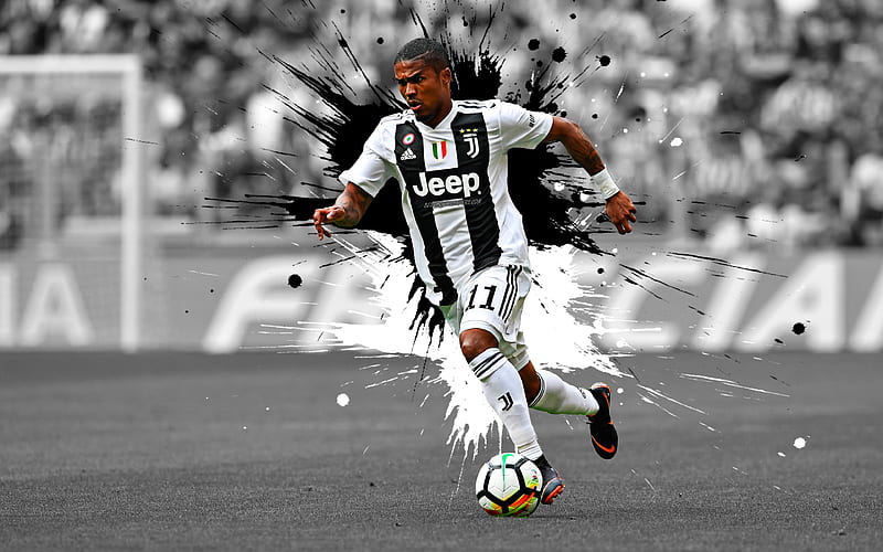 Douglas Costa Juventus FC, art, Brazilian football player, splashes of paint, grunge art, creative art, Serie A, Italy, football, HD wallpaper