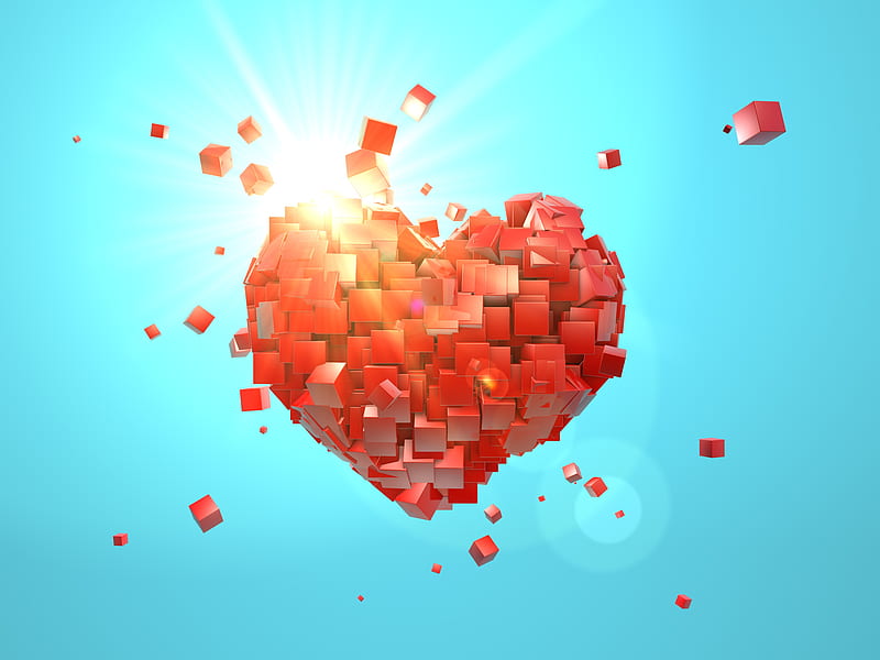 Heart Explosion Love Red Abstract Valentine Day, heart, love, explosion, abstract, valentine-day, HD wallpaper