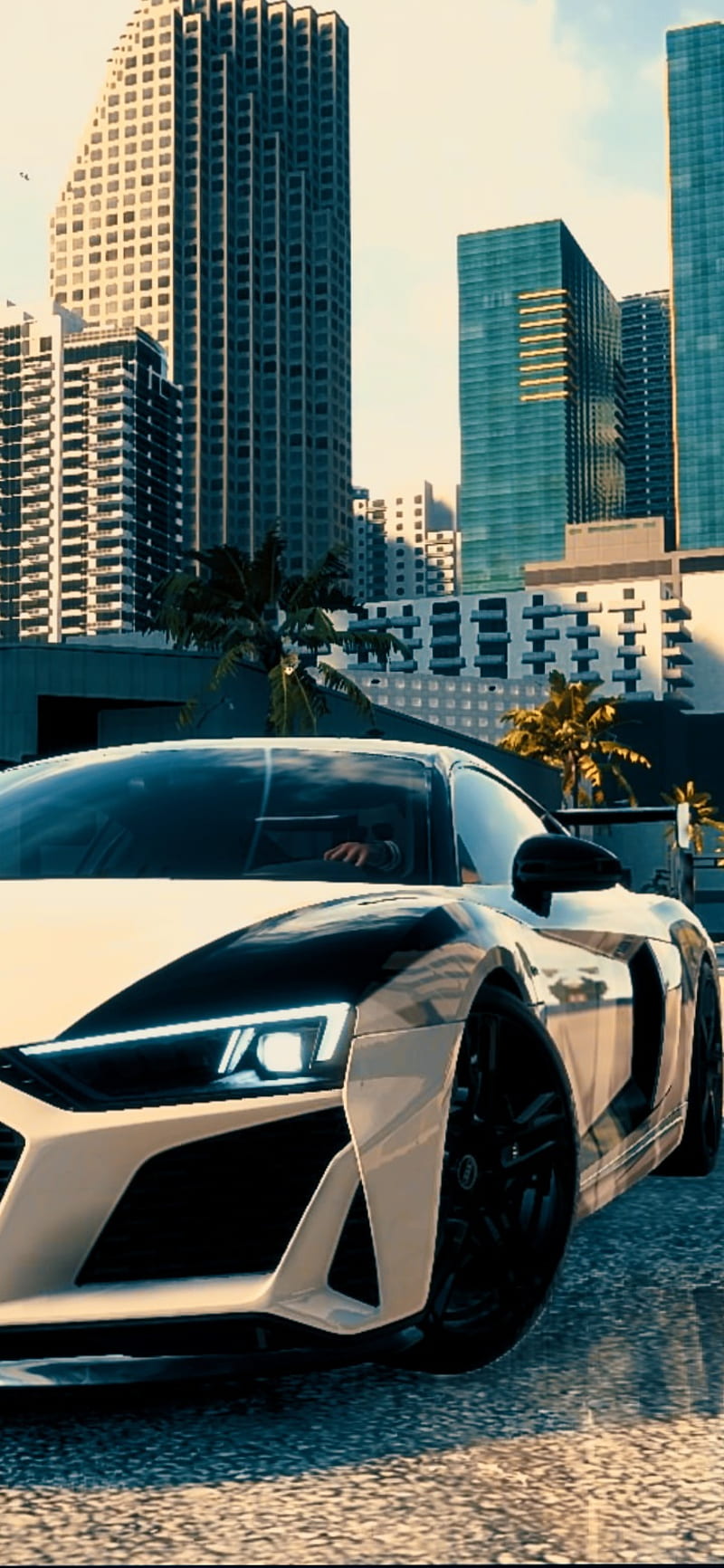 Audi R8, 2018, black, carros, heat, need for speed, nfs, white, HD phone wallpaper