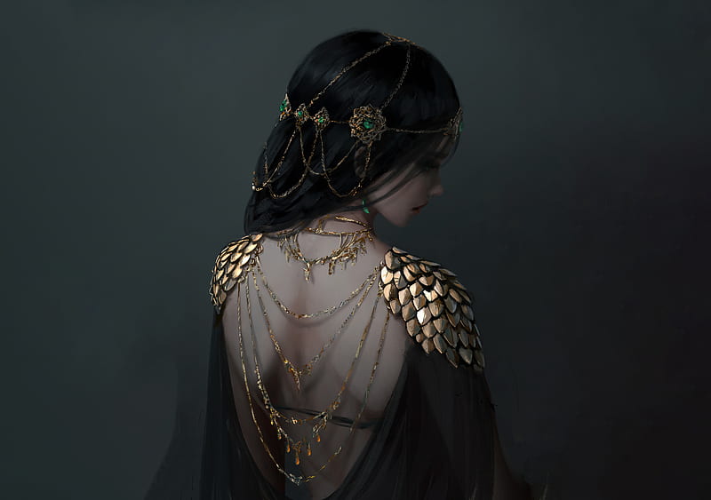 Ancient Girl Jewellery, fantasy-girls, artist, artwork, digital-art, HD wallpaper