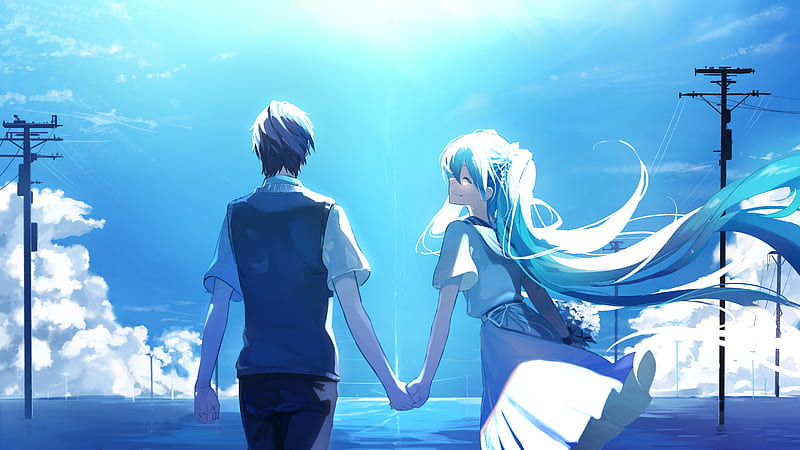 Anime Couple Holding Hands Hatsune Miku animegirl animeboy love  hatsunemiku HD wallpaper  Peakpx