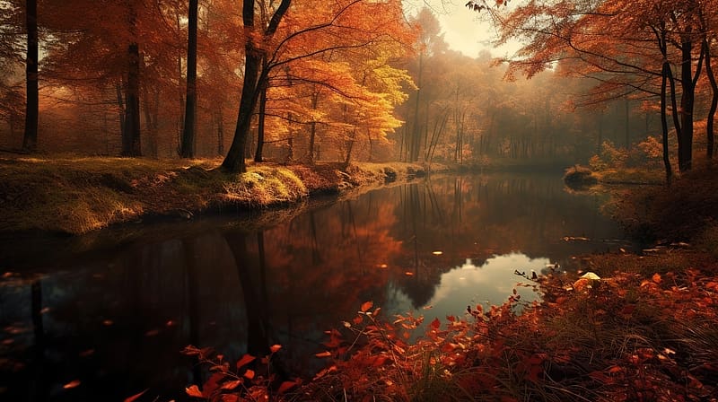 Autumn Lake, Lake, Autumn, Forest, Trees, HD wallpaper | Peakpx