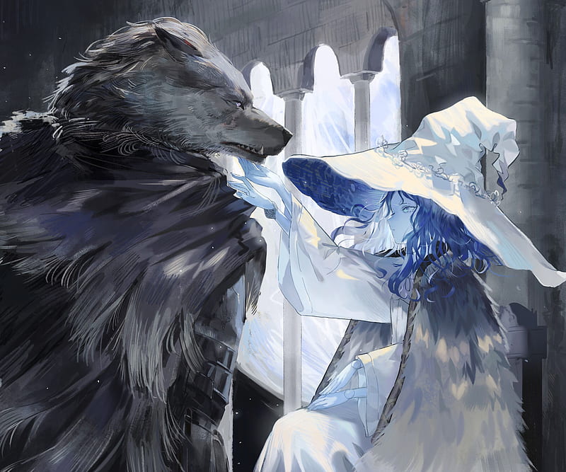 Stunning Elden Ring Fan Art Depicts Ranni and Blaidd With Wolf Puppies