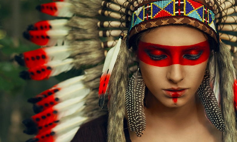 Native American Girl, pretty, female, indian, bonito, native american, woman, graphy, girl, feathers, HD wallpaper