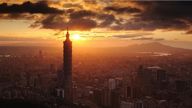 Taipei City At Sunset, HD wallpaper