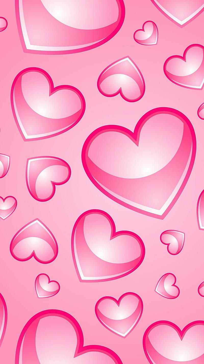Pink hearts, HD phone wallpaper