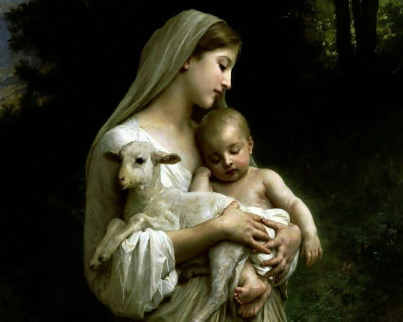 Blessed Mother Mary with Jesus, Blessed Mother, Nativity, Lamb of God, Mary, Jesus, HD wallpaper