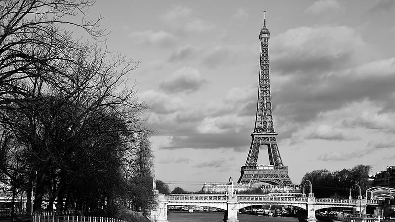 Black And White Of Bridge And Paris Eiffel Tower Travel, HD wallpaper |  Peakpx