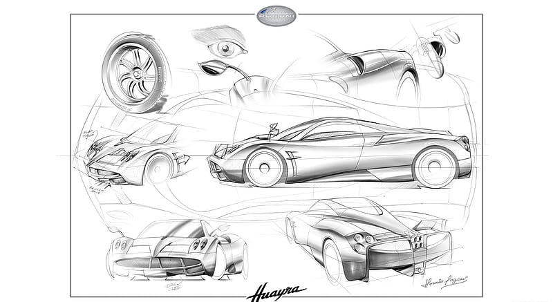 Pagani Huayra - Design Sketch , car, HD wallpaper