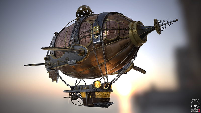 Steampunk airship, Steampunk, SF, Fantasy, Technology, HD wallpaper