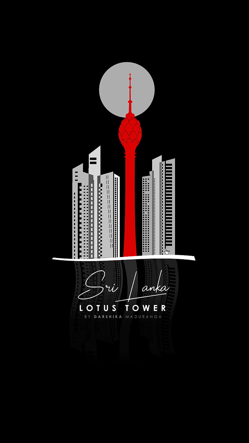 Lotus tower black, apple, black, colombo, illustator, iphone, lotus, red, samsung, srilanka, travel, HD phone wallpaper