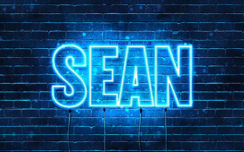 Sean with names, horizontal text, Sean name, blue neon lights, with Sean name, HD wallpaper