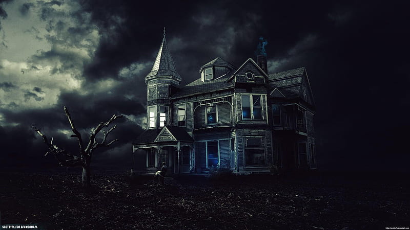 Haunted Mansion In Black Cloudy Sky Background Movies, HD wallpaper