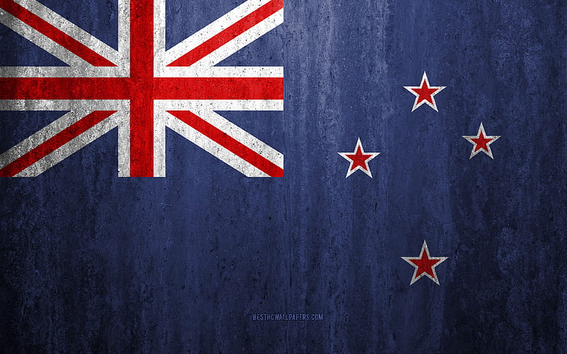 Flag of New Zealand stone background, grunge flag, Oceania, New Zealand flag, grunge art, national symbols, New Zealand, stone texture, HD wallpaper