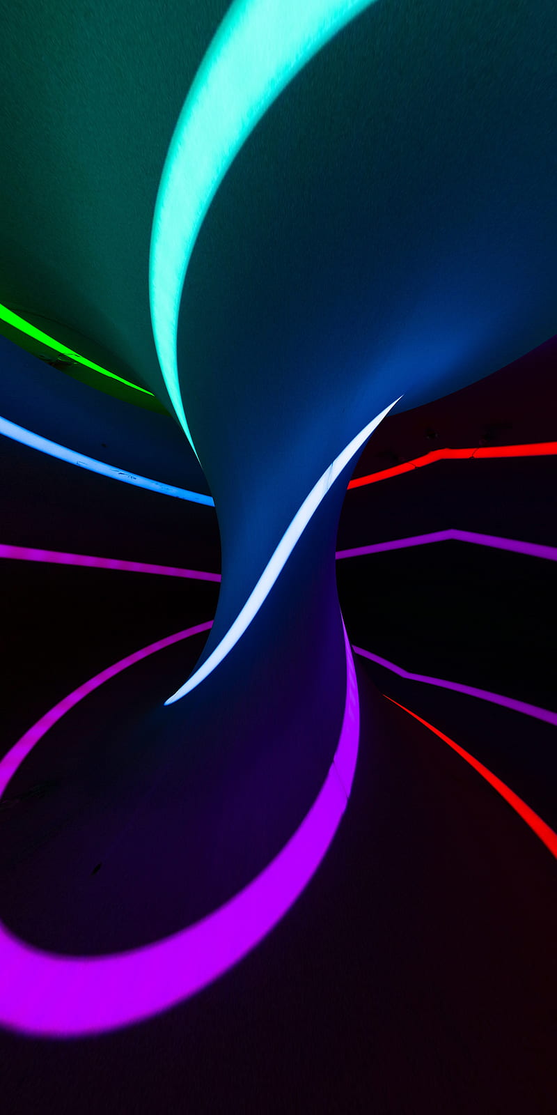 Neon light Tunnel 3D, QUBIX, black, blue, colorful, colors, cyan, dark, decor, flowing, glow, green, lamp, lighting, lights, lines, live, neonify, neons, night, orange, pink, purple, red, star, stripes, violet, white, yellow, HD phone wallpaper