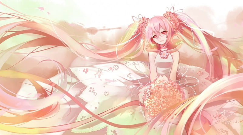 Sakura Miku, pretty, dress, hatsune miku, bonito, sweet, miku sakura ...