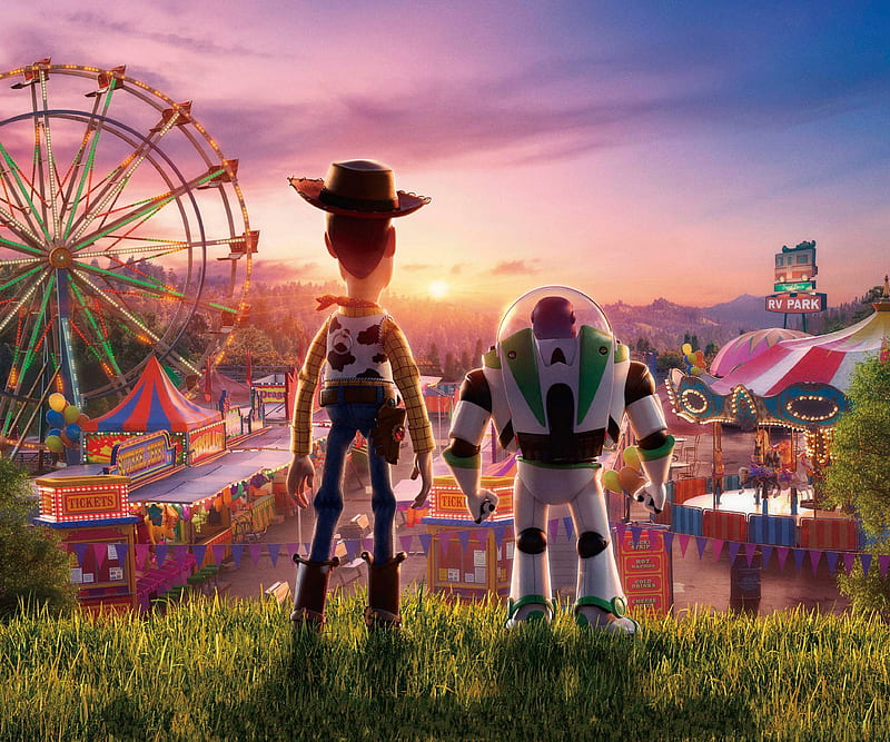 Toy Story, buzz lightyear, circus, disney, pixar, woody, HD wallpaper