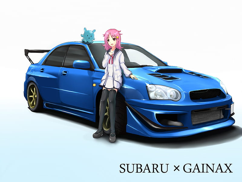 Subaru x gainax, carros, short hair, pink hair, blue, HD wallpaper | Peakpx