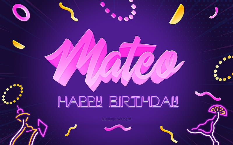 Happy Birtay Mateo Purple Party Background, Mateo, creative art, Happy Mateo birtay, Mateo name, Mateo Birtay, Birtay Party Background, HD wallpaper