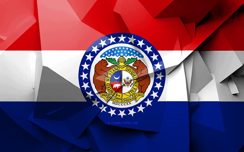 Flag of Missouri, geometric art, american states, Missouri flag, creative, Missouri, administrative districts, Missouri 3D flag, United States of America, North America, USA, HD wallpaper