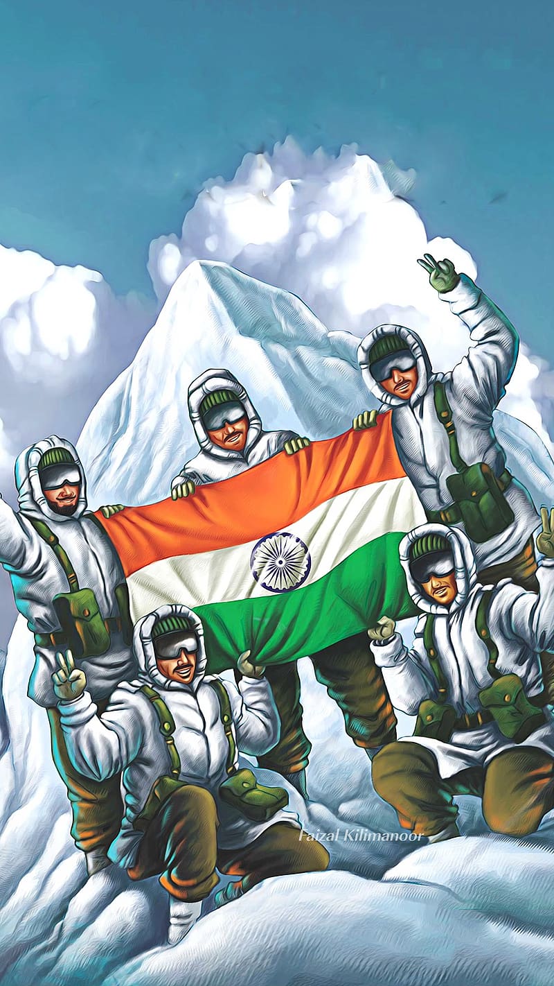 Indian Army Ka, Snow Background, military, indian flag, HD phone wallpaper